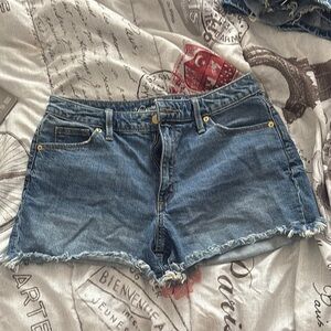 Denim Frayed Hem Women Shorts